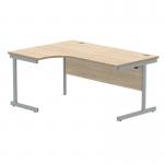 Polaris Left Hand Radial Single Upright Cantilever Desk 1600x1200x730mm Canadian OakSilver KF821420 KF821420