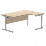 Polaris Right Hand Radial SU Cantilever Desk 1600x1200x730mm Canadian Oak/Silver KF821430 KF821430