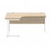 Polaris Left Hand Radial Single Upright Cantilever Desk 1600x1200x730mm Canadian Oak/White KF821440 KF821440