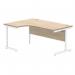 Polaris Left Hand Radial Single Upright Cantilever Desk 1600x1200x730mm Canadian OakWhite KF821440 KF821440