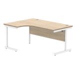 Polaris Left Hand Radial Single Upright Cantilever Desk 1600x1200x730mm Canadian Oak/White KF821440 KF821440