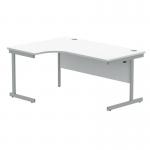 Polaris Left Hand Radial Single Upright Cantilever Desk 1600x1200x730mm Arctic White/Silver KF821460 KF821460