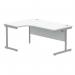 Polaris Left Hand Radial Single Upright Cantilever Desk 1600x1200x730mm Arctic WhiteSilver KF821460 KF821460