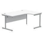 Polaris Right Hand Radial SU Cantilever Desk 1600x1200x730mm Arctic White/Silver KF821470 KF821470