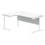 Polaris Left Hand Radial Single Upright Cantilever Desk 1600x1200x730mm Arctic White/White KF821480 KF821480