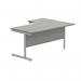 Polaris Left Hand Radial SU Cantilever Desk 1600x1200x730mm Alaskan Grey Oak/Silver KF821500 KF821500