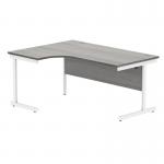 Polaris Left Hand Radial SU Cantilever Desk 1600x1200x730mm Alaskan Grey Oak/White KF821520 KF821520