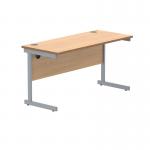 Polaris Rectangular Single Upright Cantilever Desk 1400x600x730mm Norwegian Beech/Silver KF821550 KF821550