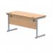 Polaris Rectangular Single Upright Cantilever Desk 1400x600x730mm Norwegian Beech/Silver KF821550 KF821550