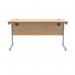 Polaris Rectangular Single Upright Cantilever Desk 1400x600x730mm Norwegian Beech/Silver KF821550 KF821550