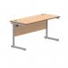 Polaris Rectangular Single Upright Cantilever Desk 1400x600x730mm Norwegian BeechSilver KF821550 KF821550