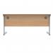 Polaris Rectangular Single Upright Cantilever Desk 1600x600x730mm Norwegian Beech/Silver KF821560 KF821560