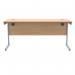 Polaris Rectangular Single Upright Cantilever Desk 1600x600x730mm Norwegian Beech/Silver KF821560 KF821560