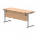 Polaris Rectangular Single Upright Cantilever Desk 1600x600x730mm Norwegian BeechSilver KF821560 KF821560