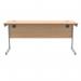 Polaris Rectangular Single Upright Cantilever Desk 1600x600x730mm Norwegian BeechSilver KF821560 KF821560