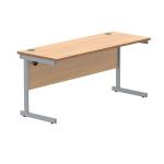 Polaris Rectangular Single Upright Cantilever Desk 1600x600x730mm Norwegian Beech/Silver KF821560 KF821560