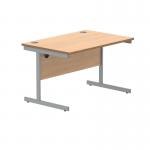 Polaris Rectangular Single Upright Cantilever Desk 1200x800x730mm Norwegian Beech/Silver KF821570 KF821570