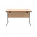 Polaris Rectangular Single Upright Cantilever Desk 1200x800x730mm Norwegian BeechSilver KF821570 KF821570