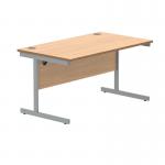 Polaris Rectangular Single Upright Cantilever Desk 1400x800x730mm Norwegian Beech/Silver KF821580 KF821580