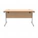 Polaris Rectangular Single Upright Cantilever Desk 1400x800x730mm Norwegian Beech/Silver KF821580 KF821580