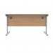 Polaris Rectangular Single Upright Cantilever Desk 1400x800x730mm Norwegian BeechSilver KF821580 KF821580
