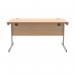 Polaris Rectangular Single Upright Cantilever Desk 1400x800x730mm Norwegian BeechSilver KF821580 KF821580
