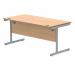 Polaris Rectangular Single Upright Cantilever Desk 1600x800x730mm Norwegian Beech/Silver KF821590 KF821590