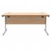 Polaris Rectangular Single Upright Cantilever Desk 1600x800x730mm Norwegian Beech/Silver KF821590 KF821590