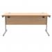 Polaris Rectangular Single Upright Cantilever Desk 1600x800x730mm Norwegian BeechSilver KF821590 KF821590