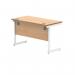 Polaris Rectangular Single Upright Cantilever Desk 1200x600x730mm Norwegian Beech/White KF821600 KF821600