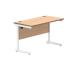 Polaris Rectangular Single Upright Cantilever Desk 1200x600x730mm Norwegian Beech/White KF821600 KF821600