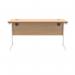 Polaris Rectangular Single Upright Cantilever Desk 1400x600x730mm Norwegian Beech/White KF821610 KF821610