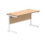 Polaris Rectangular Single Upright Cantilever Desk 1400x600x730mm Norwegian Beech/White KF821610 KF821610