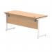 Polaris Rectangular Single Upright Cantilever Desk 1600x600x730mm Norwegian BeechWhite KF821620 KF821620