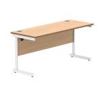 Polaris Rectangular Single Upright Cantilever Desk 1600x600x730mm Norwegian Beech/White KF821620 KF821620