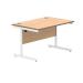 Polaris Rectangular Single Upright Cantilever Desk 1200x800x730mm Norwegian Beech/White KF821630 KF821630
