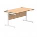 Polaris Rectangular Single Upright Cantilever Desk 1400x800x730mm Norwegian Beech/White KF821640 KF821640