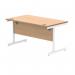 Polaris Rectangular Single Upright Cantilever Desk 1400x800x730mm Norwegian Beech/White KF821640 KF821640