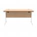 Polaris Rectangular Single Upright Cantilever Desk 1400x800x730mm Norwegian Beech/White KF821640 KF821640