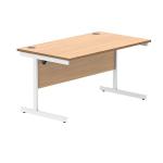 Polaris Rectangular Single Upright Cantilever Desk 1400x800x730mm Norwegian Beech/White KF821640 KF821640