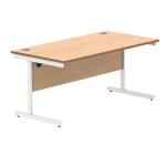 Polaris Rectangular Single Upright Cantilever Desk 1600x800x730mm Norwegian Beech/White KF821650 KF821650