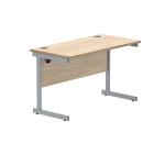 Polaris Rectangular Single Upright Cantilever Desk 1200x600x730mm Canadian Oak/Silver KF821660 KF821660