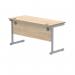 Polaris Rectangular Single Upright Cantilever Desk 1400x600x730mm Canadian OakSilver KF821670 KF821670