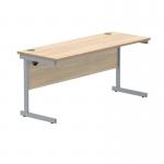 Polaris Rectangular Single Upright Cantilever Desk 1600x600x730mm Canadian Oak/Silver KF821680 KF821680