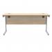 Polaris Rectangular Single Upright Cantilever Desk 1600x600x730mm Canadian Oak/Silver KF821680 KF821680