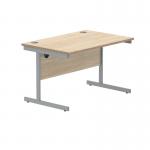 Polaris Rectangular Single Upright Cantilever Desk 1200x800x730mm Canadian OakSilver KF821690 KF821690