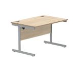 Polaris Rectangular Single Upright Cantilever Desk 1200x800x730mm Canadian Oak/Silver KF821690 KF821690