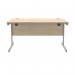 Polaris Rectangular Single Upright Cantilever Desk 1400x800x730mm Canadian Oak/Silver KF821700 KF821700