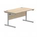 Polaris Rectangular Single Upright Cantilever Desk 1400x800x730mm Canadian OakSilver KF821700 KF821700