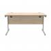 Polaris Rectangular Single Upright Cantilever Desk 1400x800x730mm Canadian OakSilver KF821700 KF821700